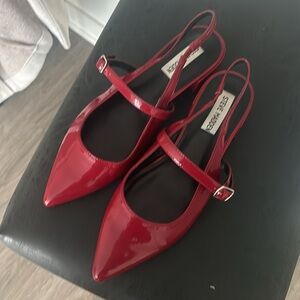 Red Pointed Slingback Flats